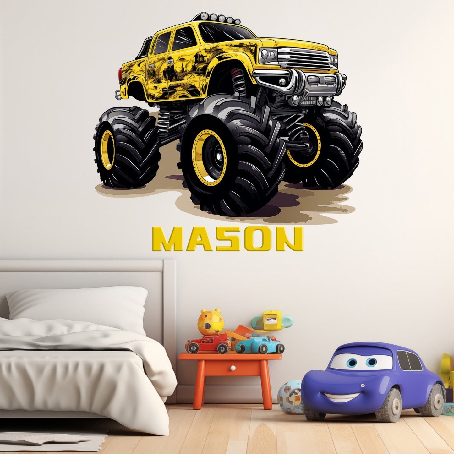 Grave Digger Monster Truck Wall Decal - Monster Truck Wall Decals for Kids Rooms -  Monster Jam Wall Decals for Kids Rooms - Colored Monster Truck Wall Stickers