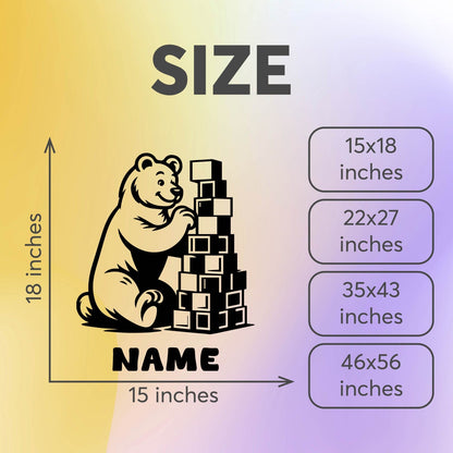 Bear Wall Decals with Custom Name - Bear Wall Decals Nursery - Personalized Name Decal with Forest Animal Designs - Animals Decals for Kids Room Design 01