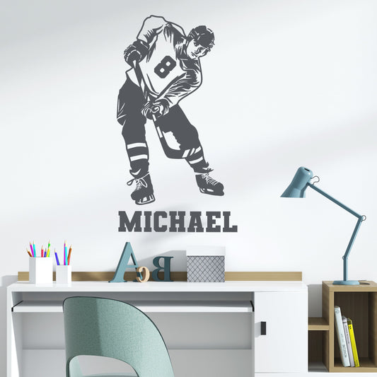 Hockey Wall Stickers - Ice Hockey Wall Decals for Boys - Personalized Hockey Room Decor - Vinyl Decals for Hockey Players - Decals Hockey for Wall