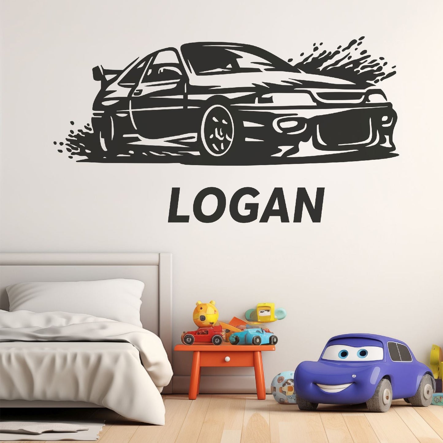 Boys Room Wall Decals - Race Car Theme Decal - Personalized Car Wall Decal - Racing Name Stickers - Race Car Wall Stickers for Boys Room