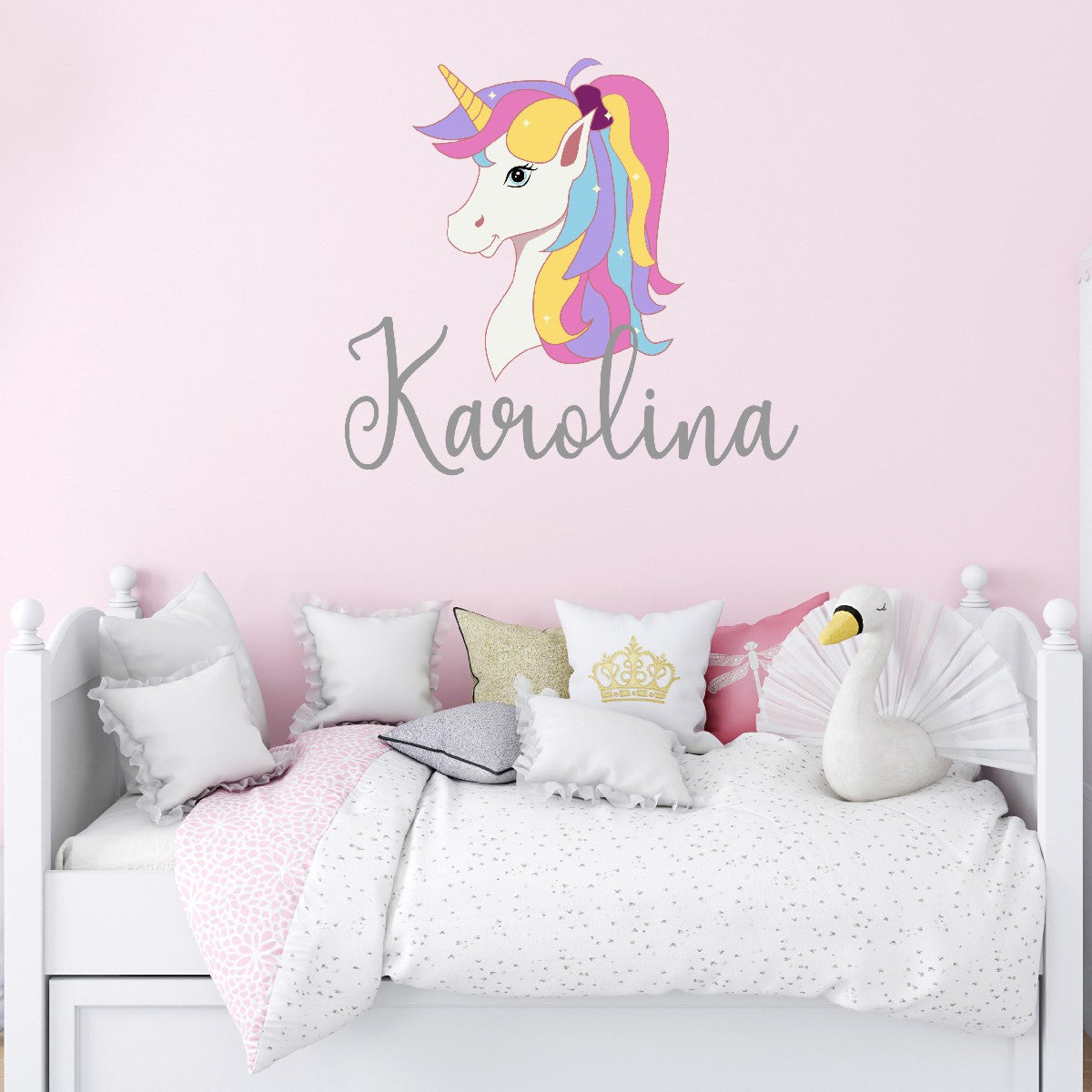 Personalized Unicorn Wall Decals - Customizable Designs Featuring Your Child's Name - Magical Realms with Colored Unicorn Vinyl Stickers
