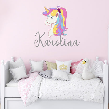 Personalized Unicorn Wall Decals - Customizable Designs Featuring Your Child's Name - Magical Realms with Colored Unicorn Vinyl Stickers