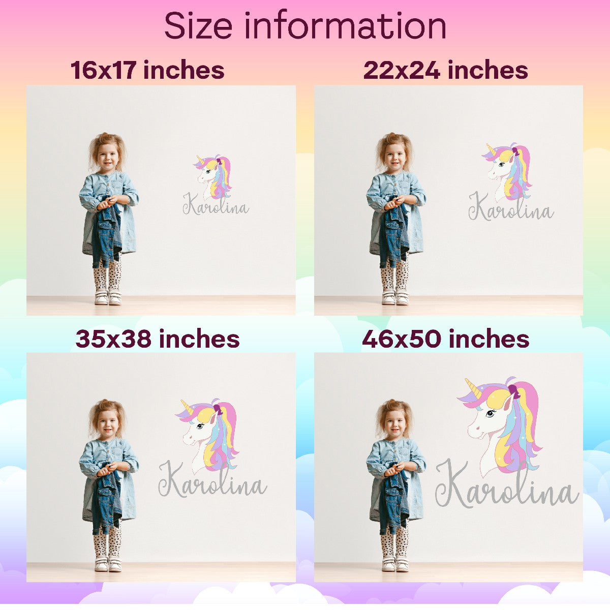 Personalized Unicorn Wall Decals - Customizable Designs Featuring Your Child's Name - Magical Realms with Colored Unicorn Vinyl Stickers