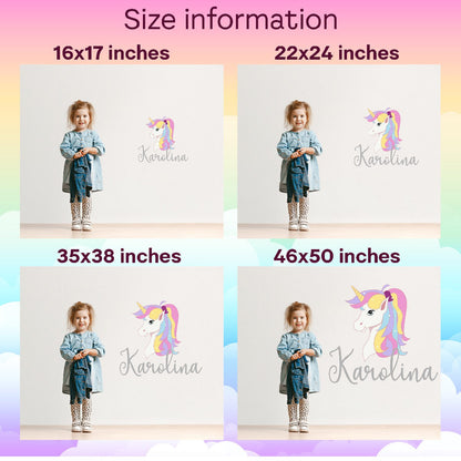 Personalized Unicorn Wall Decals - Customizable Designs Featuring Your Child's Name - Magical Realms with Colored Unicorn Vinyl Stickers