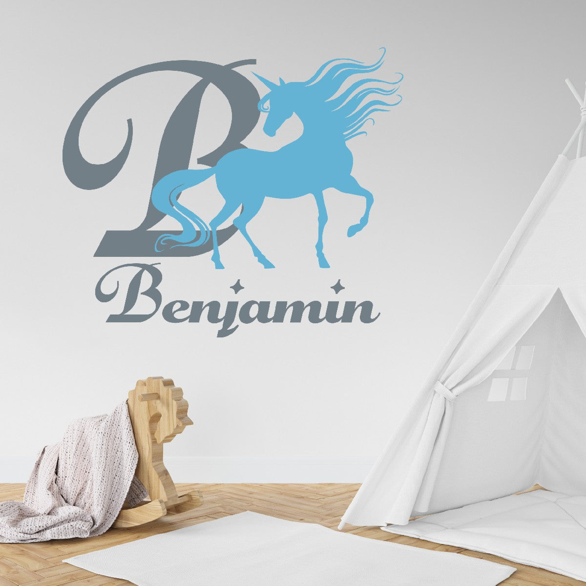 Personalized Unicorn Monogram Wall Decals - Elevate Kids' Rooms with Custom Vinyl Stickers - Magical Designs, Name Monograms, and Enchanting Imagery for Room Decor