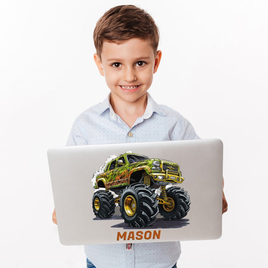 Monster Truck Wall Stickers - Large Monster Truck Wall Decals - Colored Monster Jam Wall Stickers - Personalized Name Wall Decal - Monster Trucks Wall Stickers
