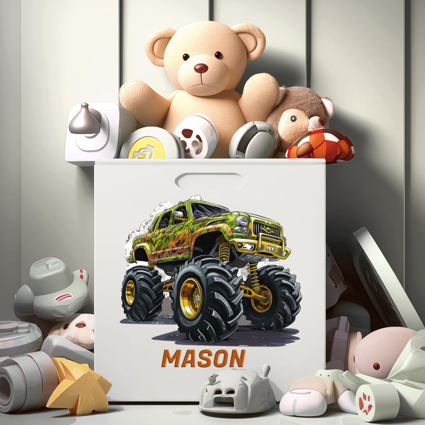 Monster Truck Wall Stickers - Large Monster Truck Wall Decals - Colored Monster Jam Wall Stickers - Personalized Name Wall Decal - Monster Trucks Wall Stickers