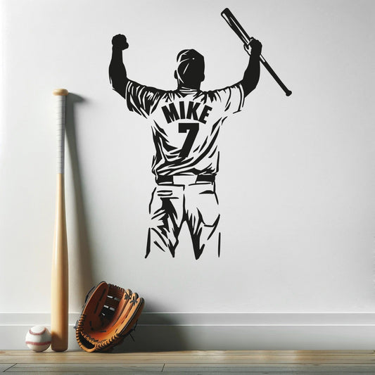 Custom Baseball Player Wall Decal - Baseball Player Decal Wall - Custom Name Baseball Wall Decal - Custom Baseball Sticker - Baseball Wall Decal Personalized