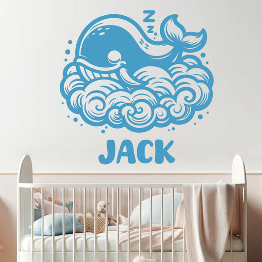 Whale Decals for Walls - Custom Name Wall Decal - Baby Whale Wall Decal - Animal Wall Decals for Nursery - Name Customized Wall Decor