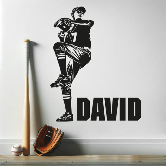 Baseball Name Wall Decal - Baseball Player Decal for Bous Room - Custom Baseball Name Decal - Custom Baseball Player Wall Decal