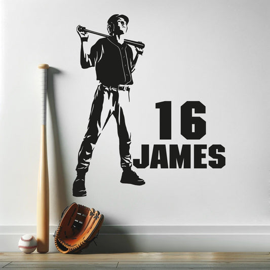 Baseball Wall Decal Personalized  - Baseball Vinyl Decal - Custom Baseball Wall Decal - Baseball Bedroom Sticker - Baseball Decal with Name