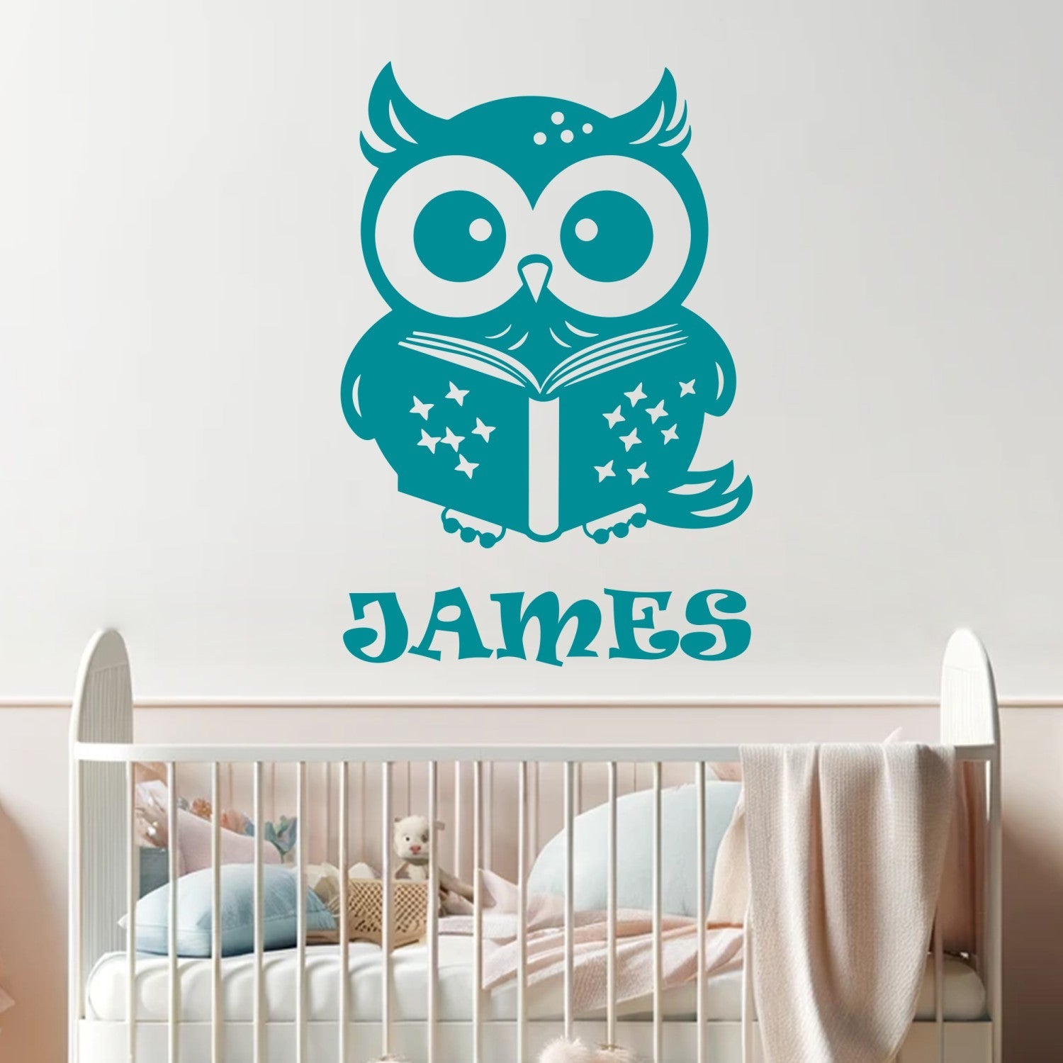 Animal Wall Stickers for Nursery - Baby Wall Stickers with Owl - Personalized Baby Name Decals and Customizable Wall Decor for Kids Room