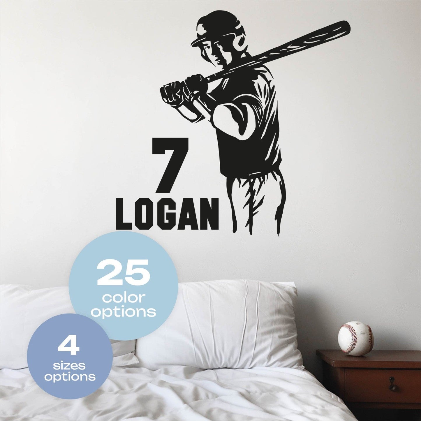 Baseball Wall Stickers - Sports Wall Decals for Boys Room - Baseball Bedroom Sticker - Baseball Wall Decal Personalized - Custom Name Stickers for Boy's Room