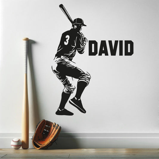 Custom Name Wall Sticker - Personalized Baseball Sticker - Baseball Wall Sticker - Baseball Decals for Boys Room - Custom Baseball Name Wall Decal
