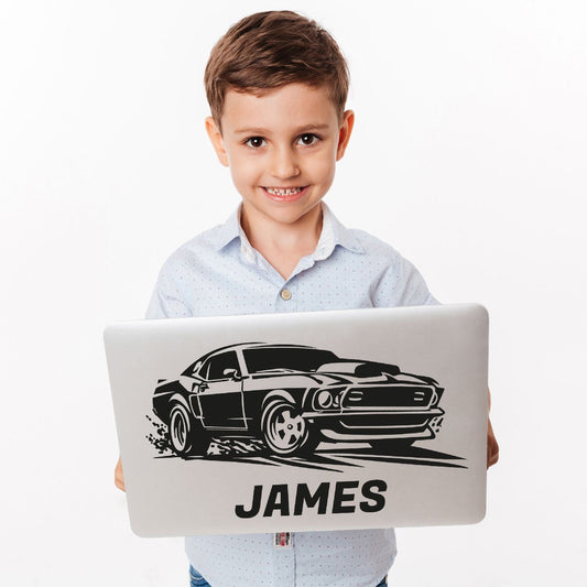 Personalized Race Car Name Decal - Custom Racing Wall Sticker for Boys Room - Boys Wall Stickers for Bedroom - Race Car Wall Decals