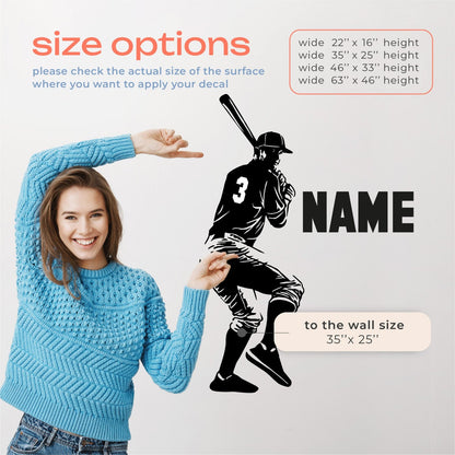 Custom Name Wall Sticker - Personalized Baseball Sticker - Baseball Wall Sticker - Baseball Decals for Boys Room - Custom Baseball Name Wall Decal