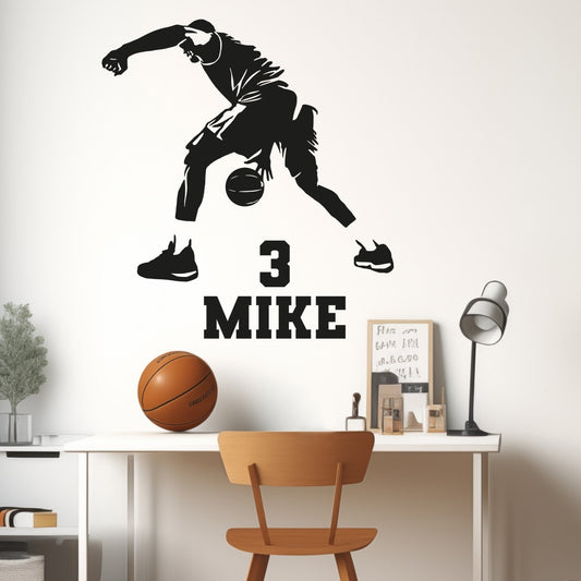 Custom Basketball Wall Stickers - Personalized Name Decals for Basketball Lovers - Basketball Room Decor - Wall Stickers for Boys' Rooms - Basketball Wall Sticker