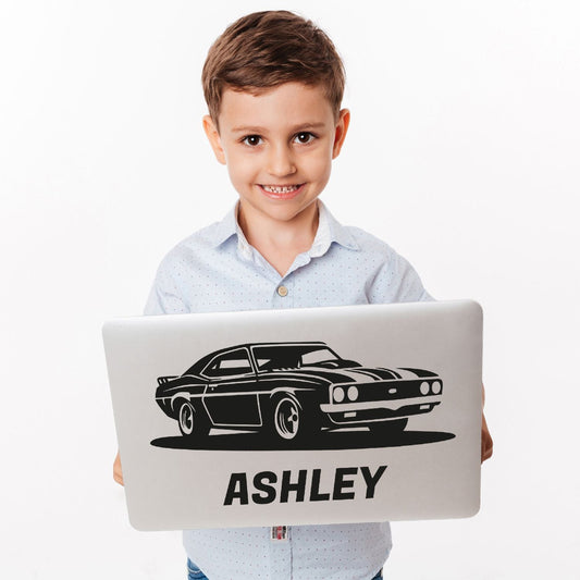 Race Car Name Decal - Personalized Car Wall Decal for Boys Room - Custom Racing Name Wall Sticker for Bedroom - Racing Car Wall Decal with Name
