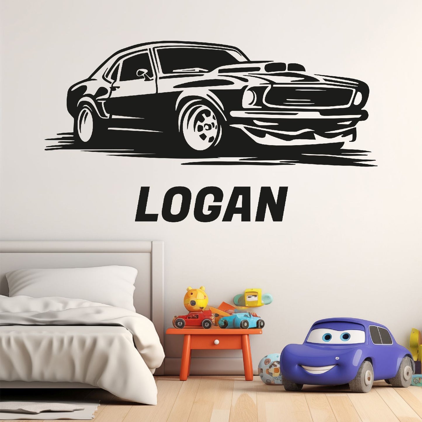 Boys Car Wall Decals - Racing Car Wall Decal -  Car Wall Decal with Name - Boys Bedroom Decor - Racing Wall Stickers - Car Wall Decals for Boys Room