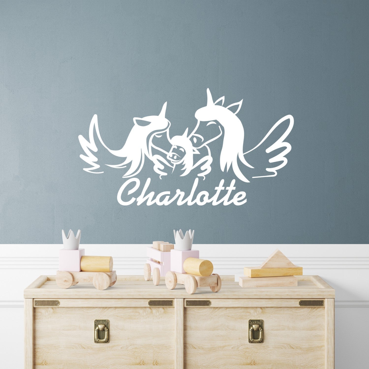 Personalized Unicorn Family Wall Decals - Baby Unicorn Wall Decal Vinyl Stickers Featuring Customizable Name - Transform Any Room with Whimsical Unicorn Designs for Magical Family Ambiance