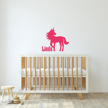 Customized Name with Unicorn Wall Decal - Personalized Vinyl Stickers Featuring Enchanting Unicorn Imagery - Transform Kid's Room with Personalized Unicorn Name Wall Decal