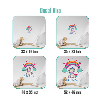 Personalized Unicorn and Rainbow Wall Decal - Colored Custom Vinyl Stickers Featuring Name Personalization - Unicorn Wall Sticker Perfect Choice for Kid's room