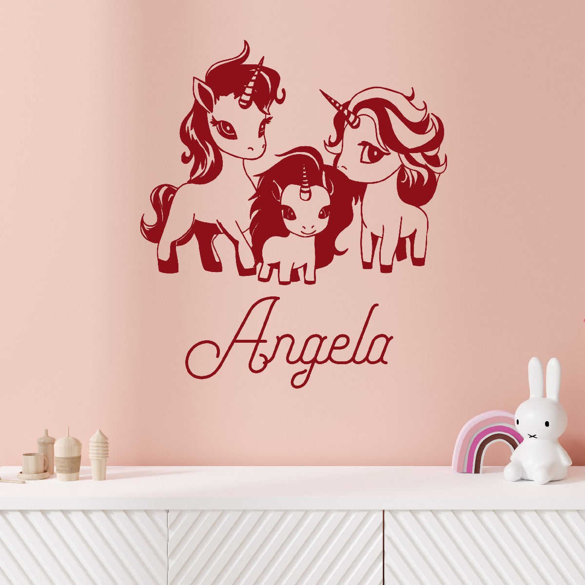 Personalized Name Wall Decal Family Unicorn - Vinyl Stickers Featuring Customizable Name - Bring Magic Home with Enchanting Unicorn Wall Designs