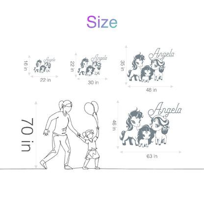 Personalized Name Wall Decal Family Unicorn - Vinyl Stickers Featuring Customizable Name - Bring Magic Home with Enchanting Unicorn Wall Designs
