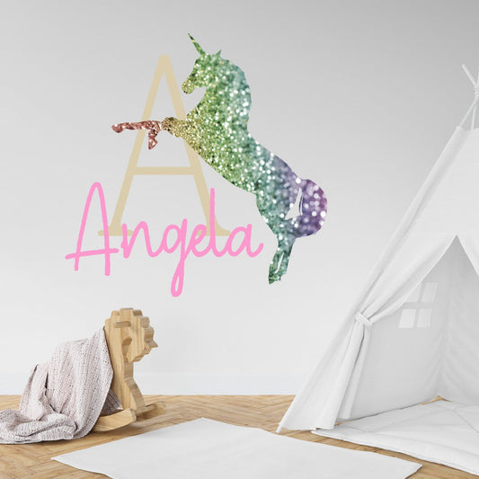 Customized Name Wall Decor Unicorn - Personalized Monogram Vinyl Stickers Featuring Custom Name - Custom Unicorn Decal Designs for a Magical Touch