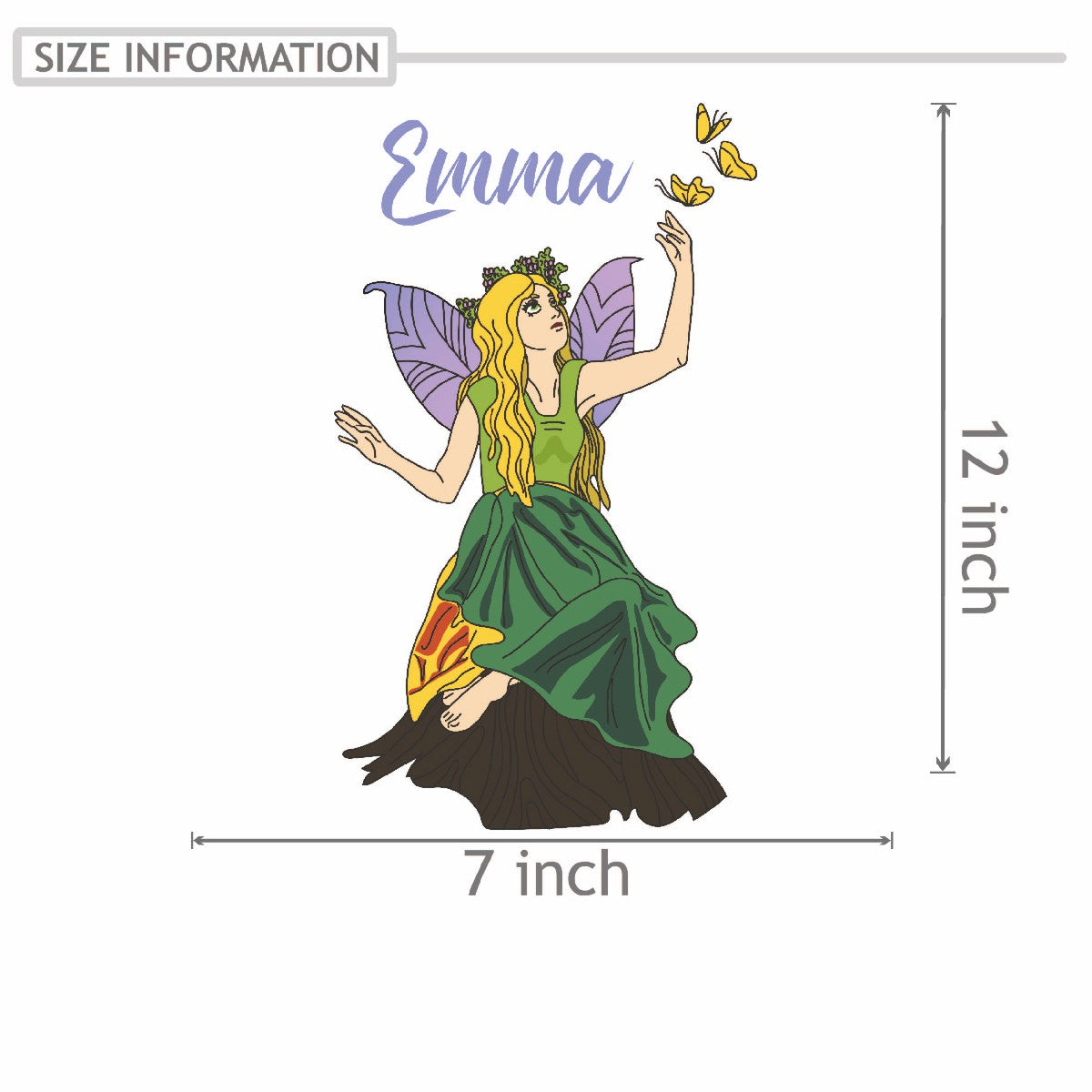 Personalized Name Stickers with Cartoon Girl and Butterflies - Durable Custom Name Stickers for Kids Bedroom Furniture and Laptop - Cool Name Wall Decals for Girls