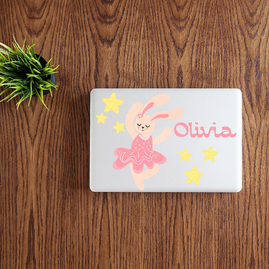 Personalized Name Stickers with Cartoon Rabbit and Stars - Easily-Applied Name Decals for Walls, Furniture, Laptop and any Gadget - Unique Custom Name Stickers