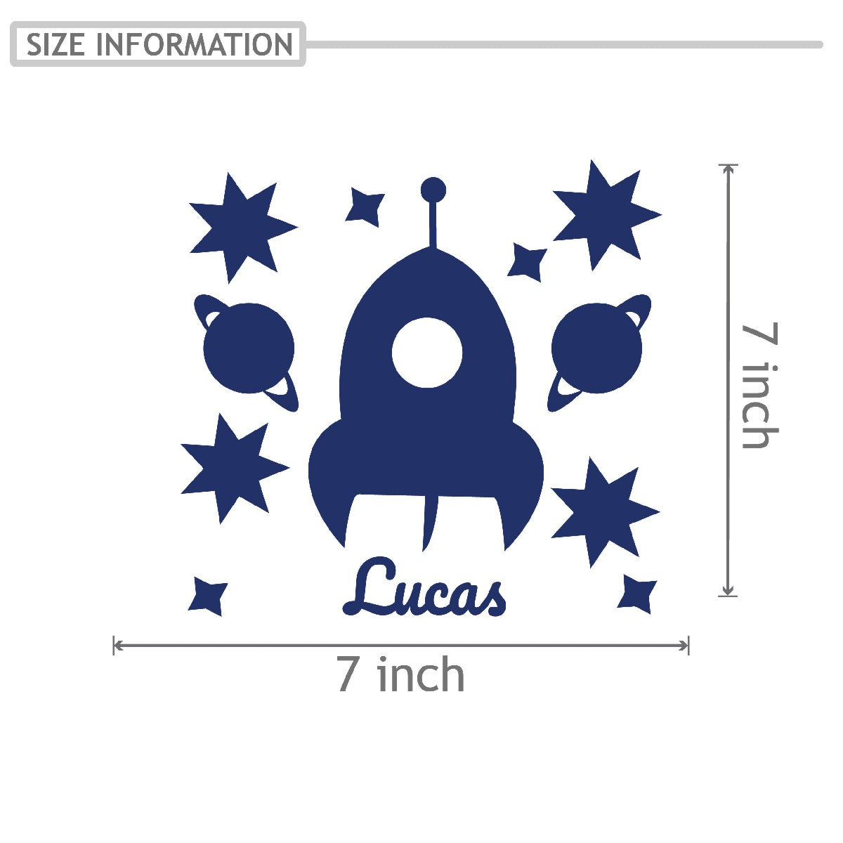 Personalized Name Stickers with Rocket Planets Stars - Durable Custom Name Stickers for Furniture and Gadgets - Cool Name Decals for Walls and any Kids Bedroom Decor