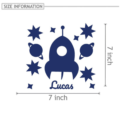 Personalized Name Stickers with Rocket Planets Stars - Durable Custom Name Stickers for Furniture and Gadgets - Cool Name Decals for Walls and any Kids Bedroom Decor
