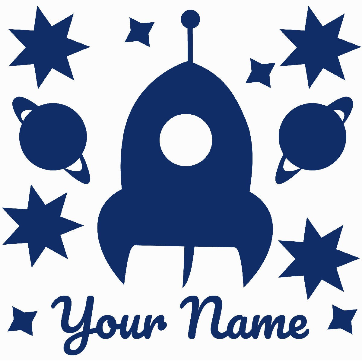 Personalized Name Stickers with Rocket Planets Stars - Durable Custom Name Stickers for Furniture and Gadgets - Cool Name Decals for Walls and any Kids Bedroom Decor