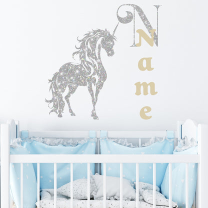 Personalized Vinyl Stickers with Nursery  Name - Transform Room with Custom Unicorn Designs - Nursery Wall Decor with Unicorn Monogram Wall Decals