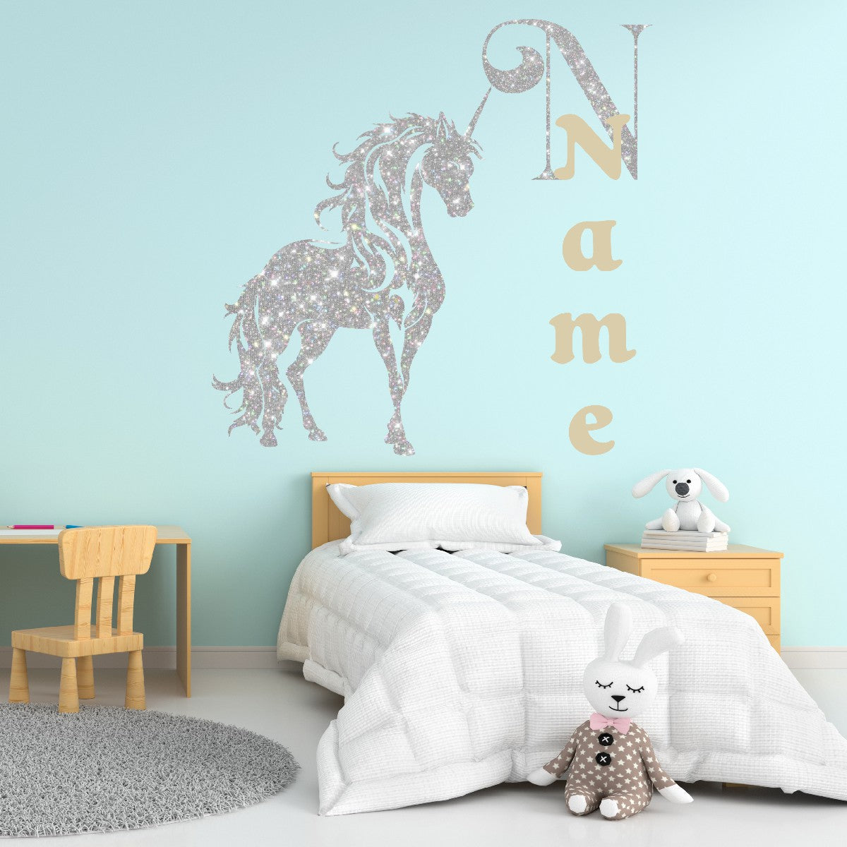 Personalized Vinyl Stickers with Nursery  Name - Transform Room with Custom Unicorn Designs - Nursery Wall Decor with Unicorn Monogram Wall Decals