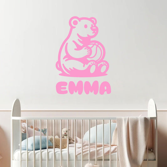 Bear Wall Decals with Custom Name - Animals Decals for Kids Room - Personalized Name Decal with Forest Animal Designs - Bear Wall Decals Nursery