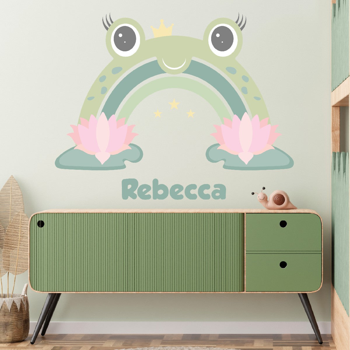 Boho Rainbow Wall Stickers - Cute Rainbow with a Little Toad Decal for Nursery and Girls Bedroom Decor - Boho Rainbow Wall Decal with Name