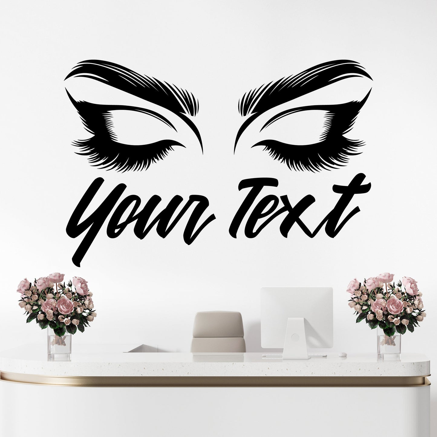 Eye Lash Wall Decal - Make Up Wall Stickers - Eyelash Wall Decals Salon - Make Up Wall Decals - Bedroom Wall Decal - Makeup Decals for Walls