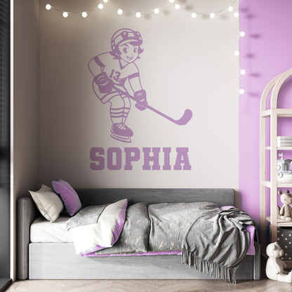 Personalized Ice Hockey Wall Decals - Anime Hockey Wall Stickers for Girls' - Hockey Wall Clings, Murals, and Vinyl Decals - Anime Hockey Girls Team Decals