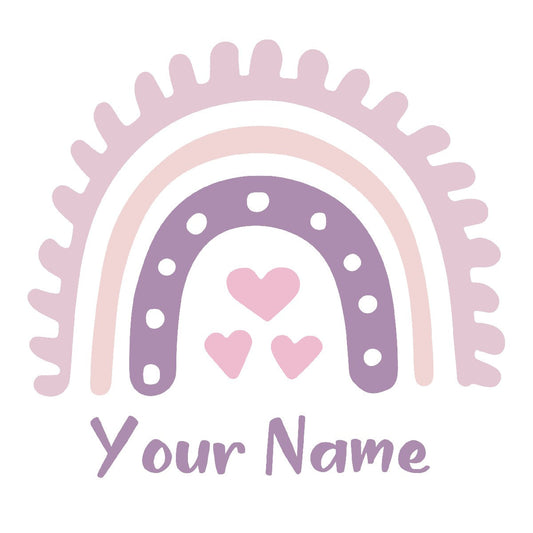 Personalized Boho Rainbow Wall Stickers with Heart - Enchanting Decal for Nursery and Girls' Bedroom Decor - Rainbow Wall Sticker with Custom Name