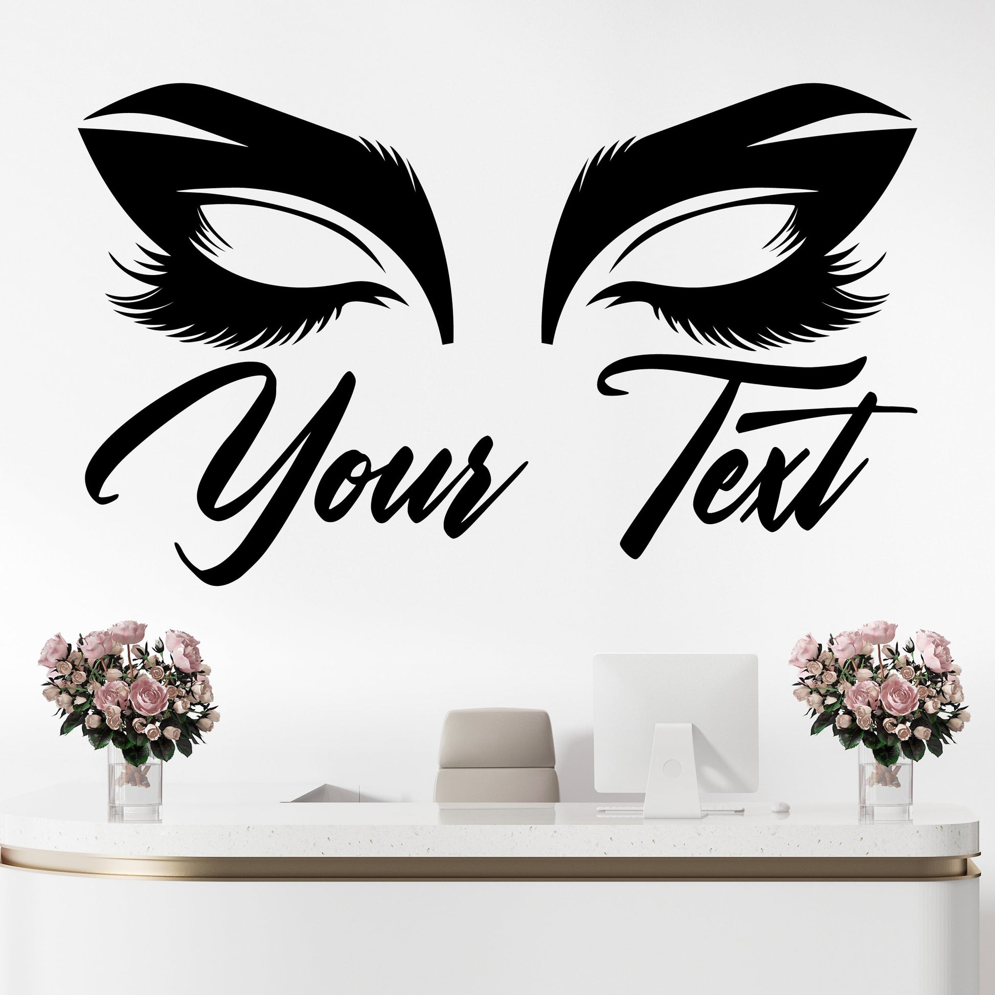 Eye Lash Wall Decal - Make Up Wall Stickers - Eyelash Window Decal - Eyelash Eyebrow Wall Sticker - Eyelash Wall Decals - Makeup Decals for Walls