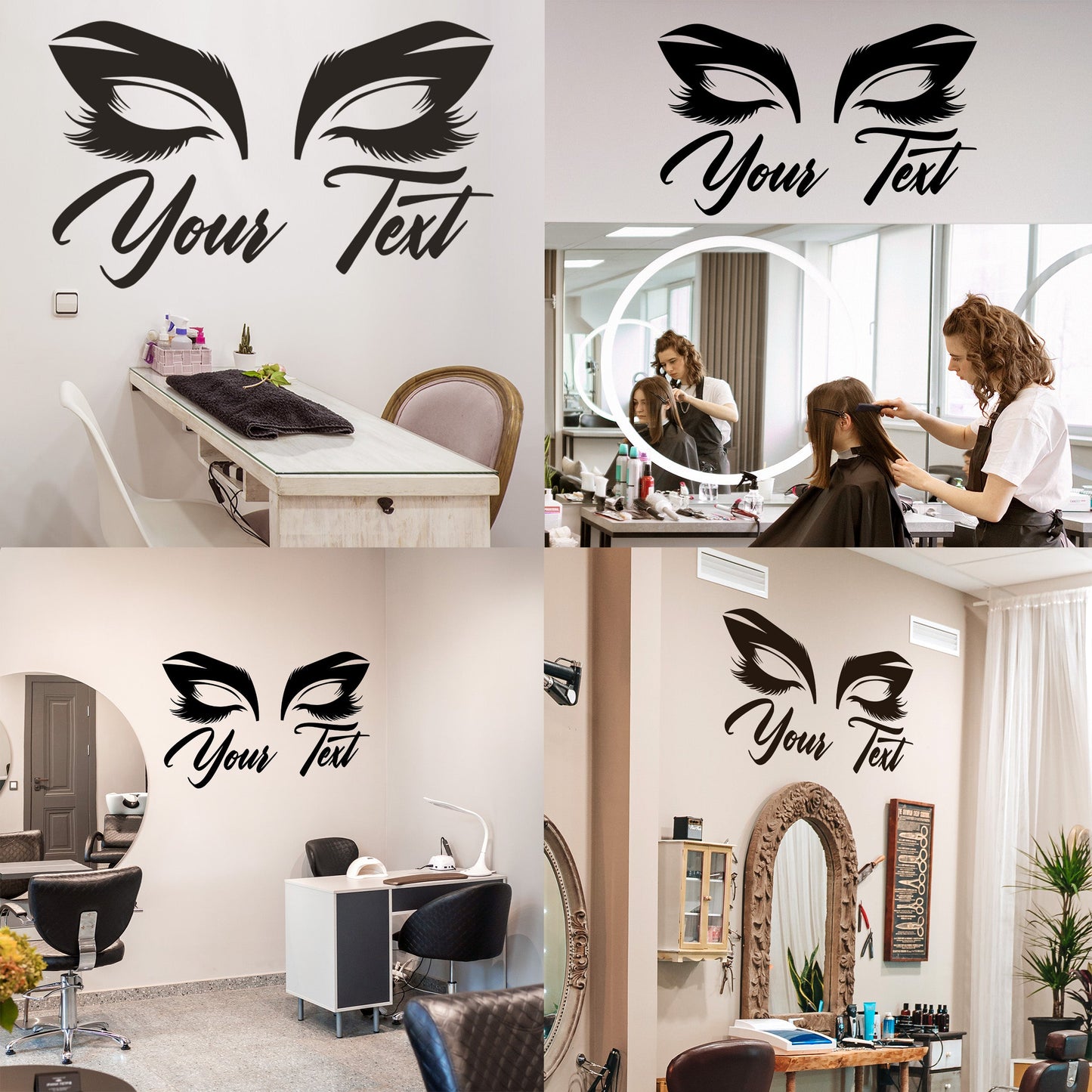 Eye Lash Wall Decal - Make Up Wall Stickers - Eyelash Window Decal - Eyelash Eyebrow Wall Sticker - Eyelash Wall Decals - Makeup Decals for Walls