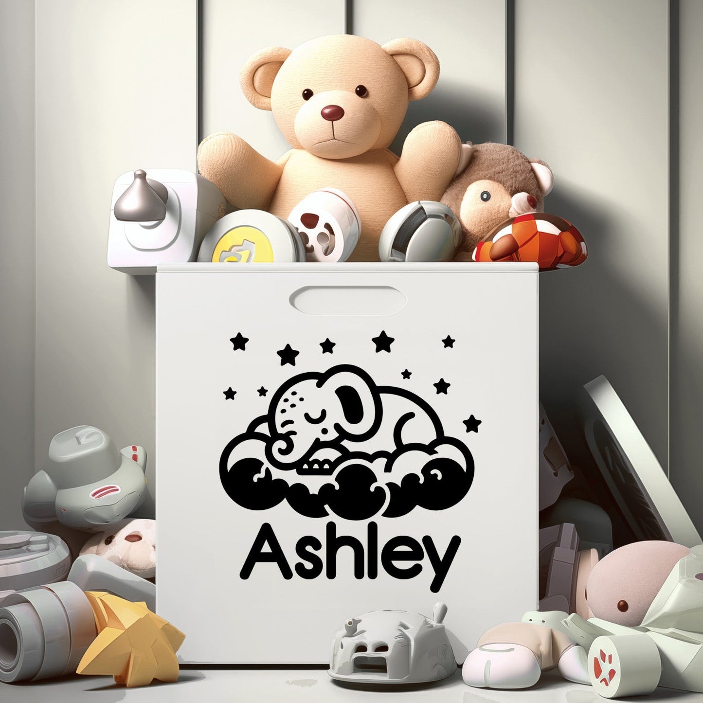 Elephant Wall Stickers - Personalized Animal Wall Stickers for Nursery Room - Personalized Elephant Wall Decals - Elephant Name Wall Decal