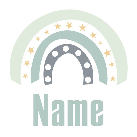Boho Rainbow Horseshoe with Stars Wall Stickers - Whimsical Decal for Nursery and Girls' Bedroom Decor - Rainbow Sticker with Personalized Name