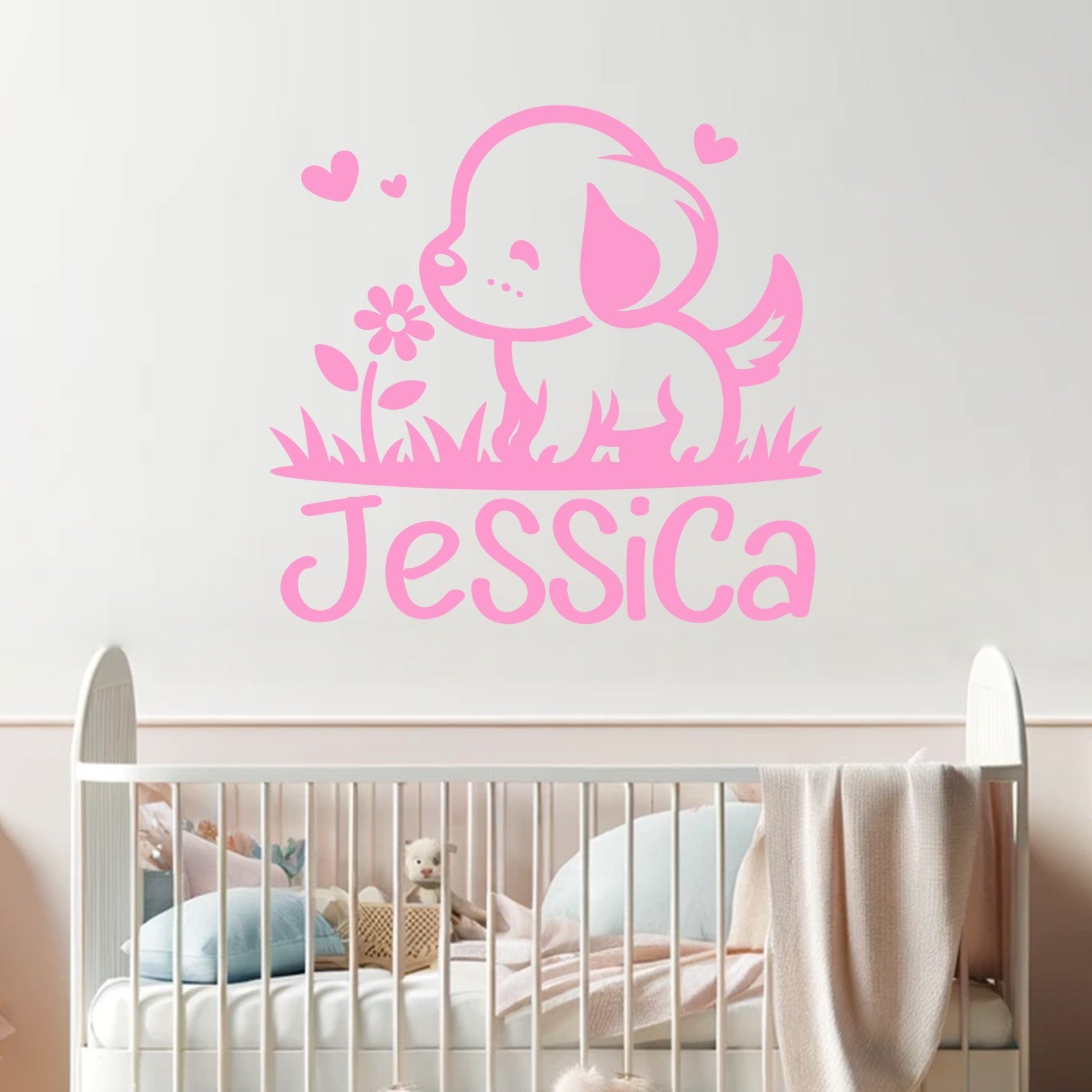 Cat Decals for Walls - Personalized Nursery Wall Decals - Baby Animal Wall Stickers for Kids Room - Cat Stickers for Nursery 