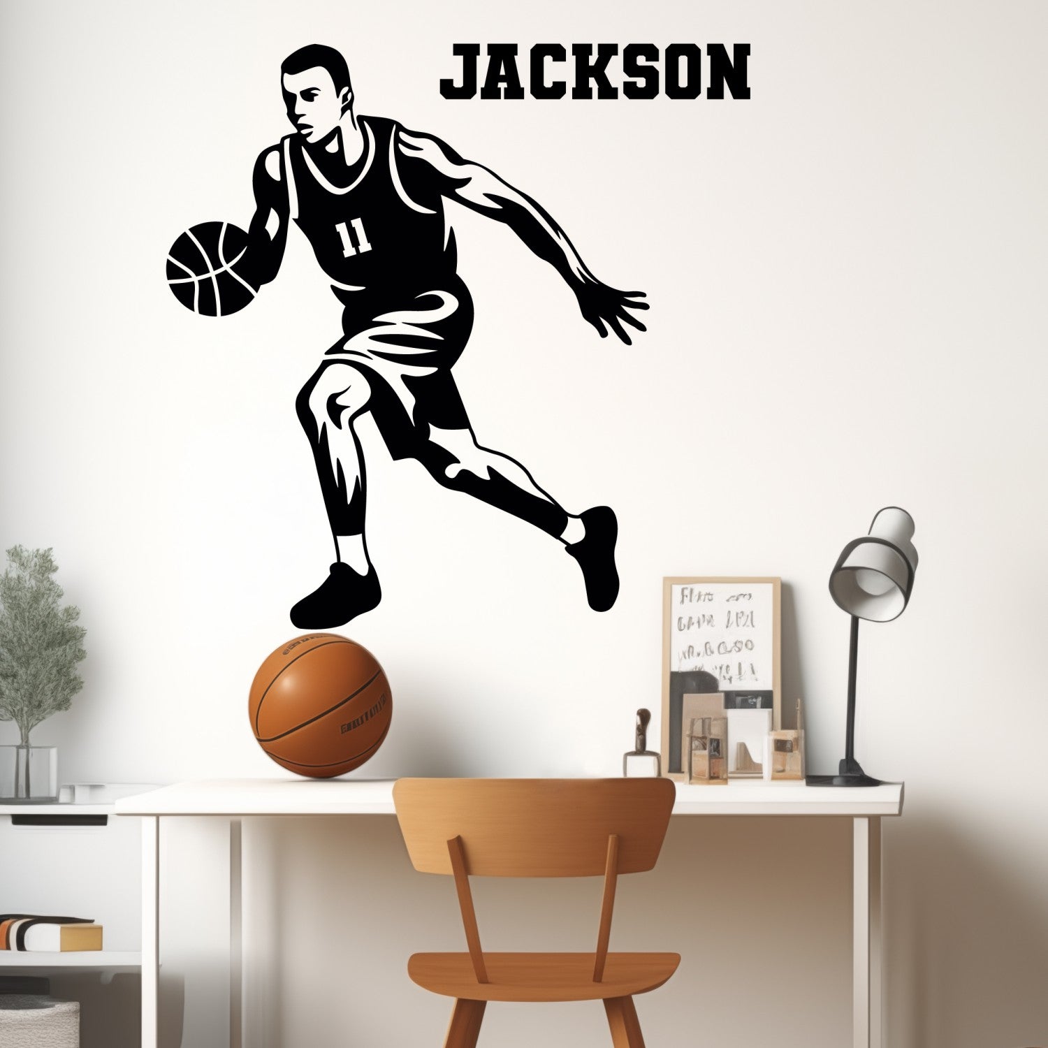 Custom Name Basketball Wall Sticker - Custom Basketball Wall Decal - Basketball Wall Stickers With Name - Personalized Basketball Decal