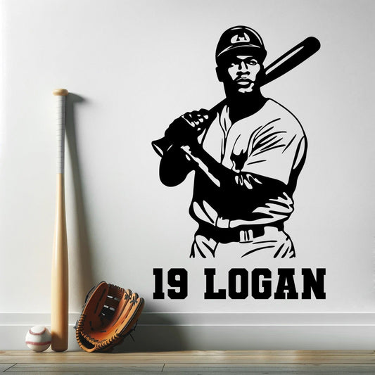 Baseball Wall Stickers Bedroom - Custom Baseball Name Wall Decal - Baseball Wall Mural - Custom Baseball Player Wall Decal