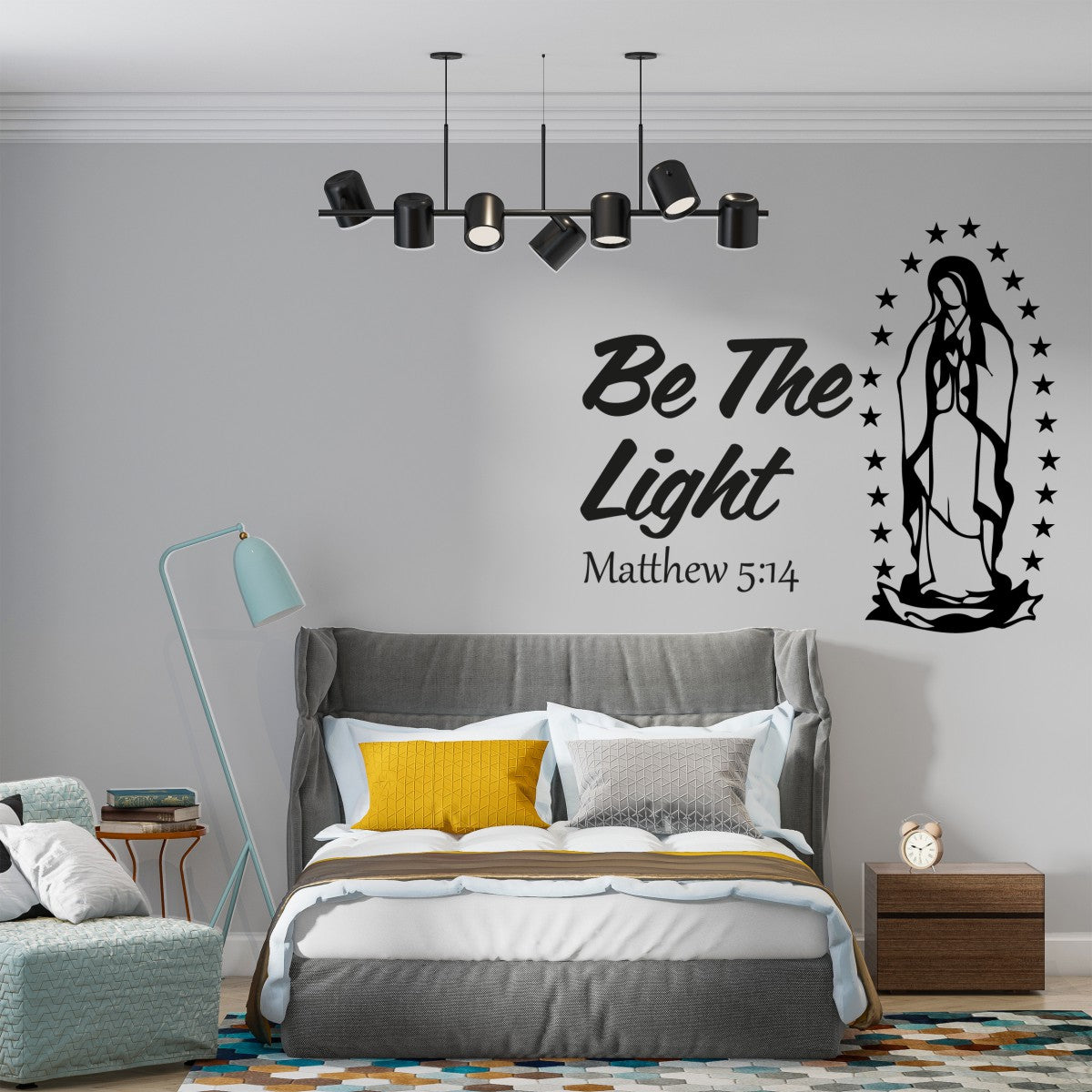 Bible Verses Wall Decor Stickers with Holy Madonna Figure - Vinyl Wall Decal Bible Verse with Holy Mother Drawing - Wall Decals Scripture Verses with Holy Figure
