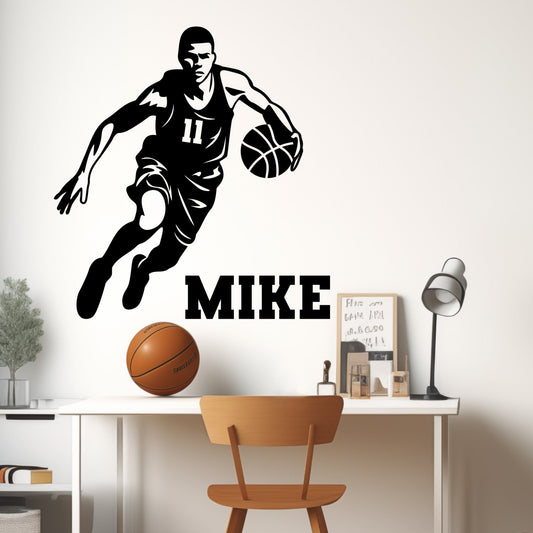Custom Basketball Wall Stickers - Sports Wall Decals, Basketball Wall Decor - Boys Basketball Room Decor - Personalized Basketball Decal Stickers